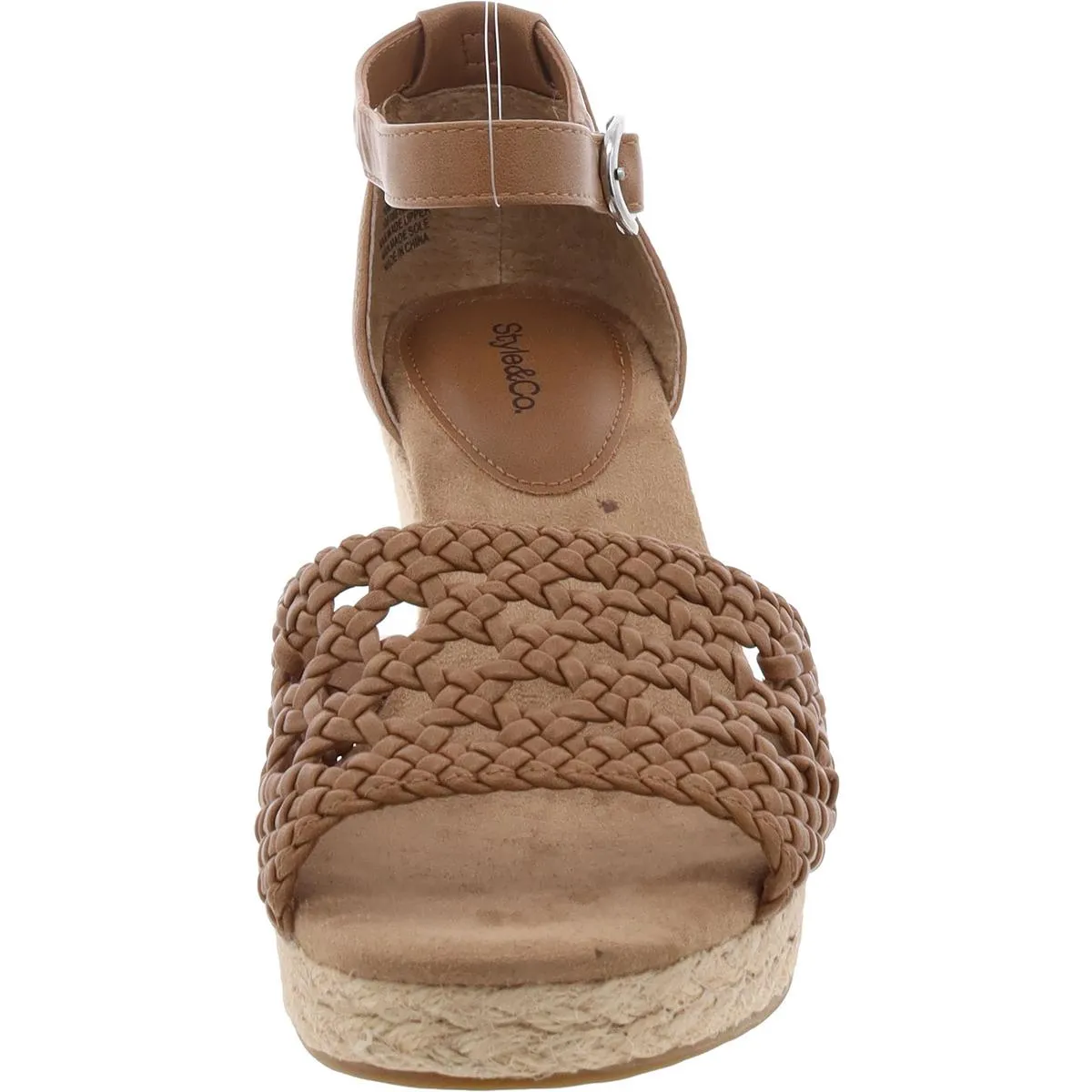 Sheryy Womens Faux Leather Peep Toe Wedge Sandals