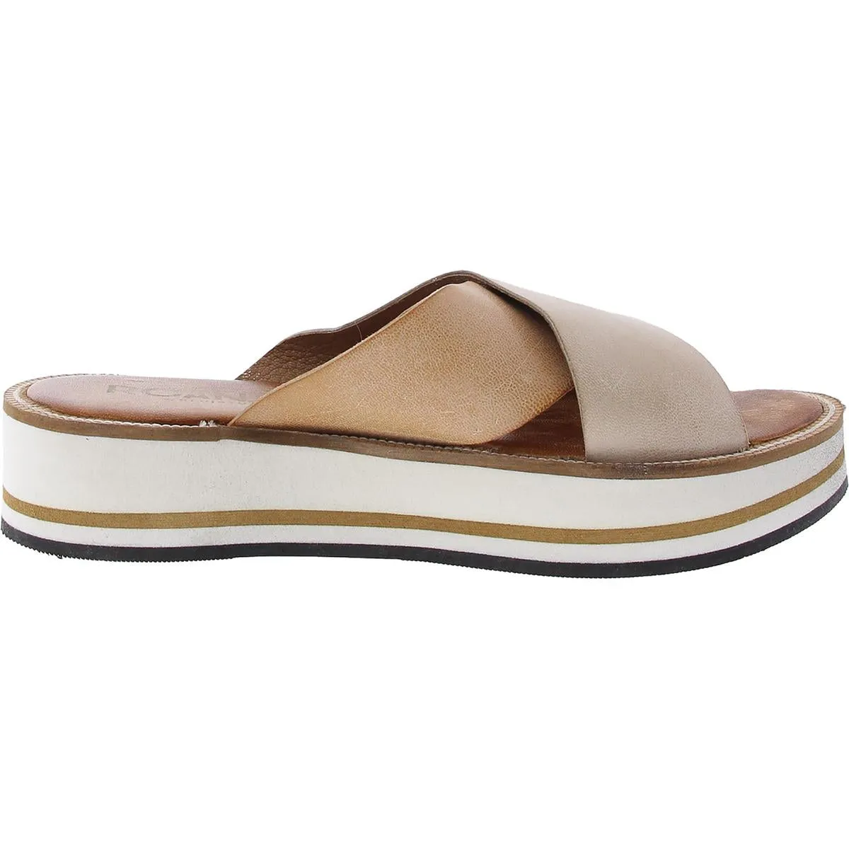 Shout Womens Criss-Cross Leather Platform Sandals