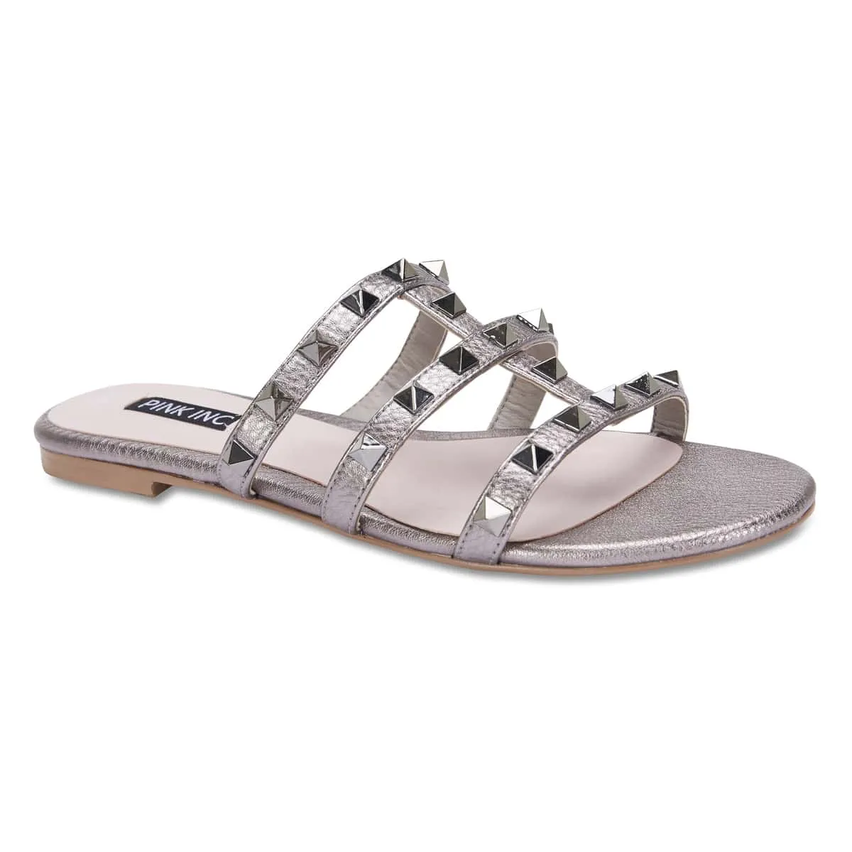 Spain Slide in Pewter Leather