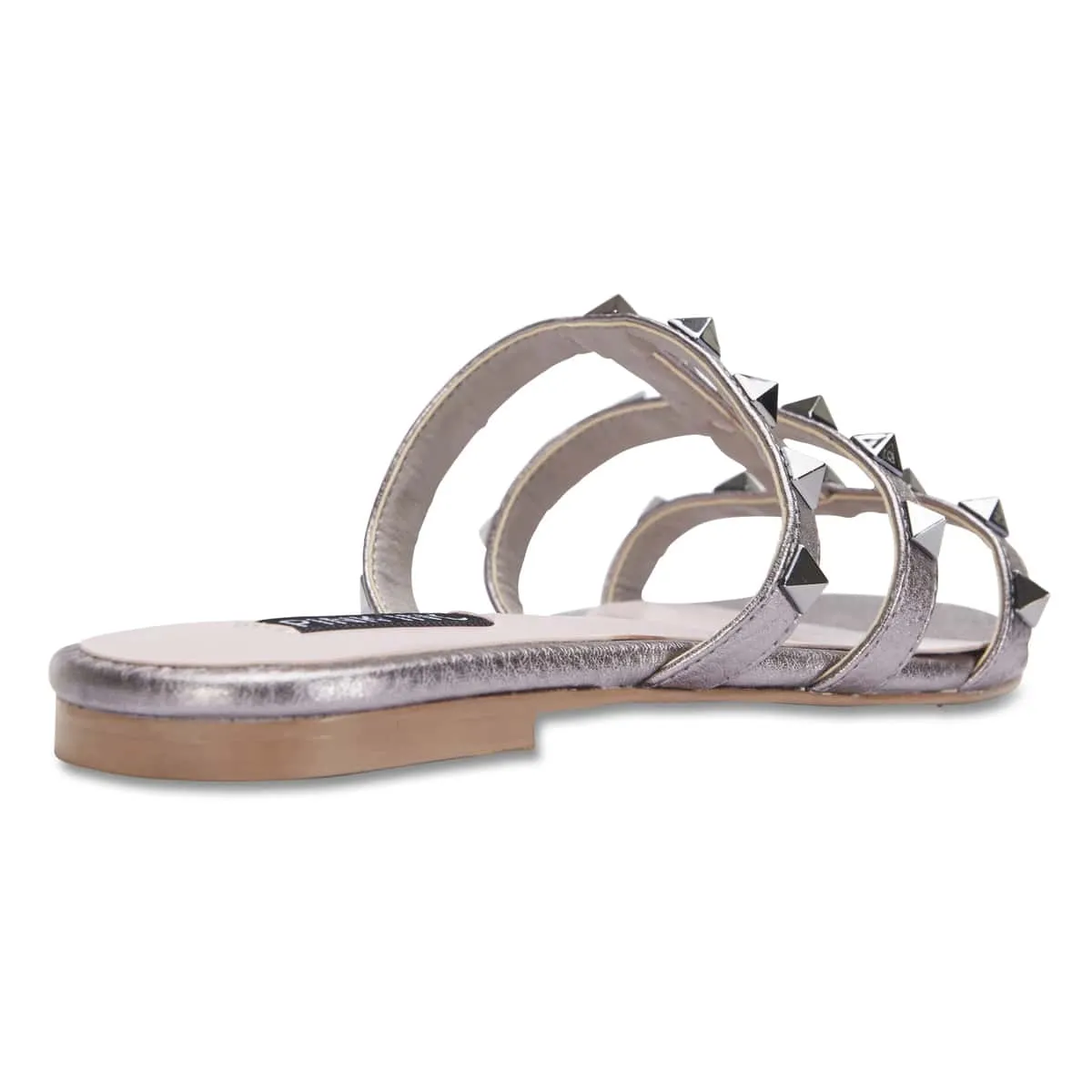 Spain Slide in Pewter Leather