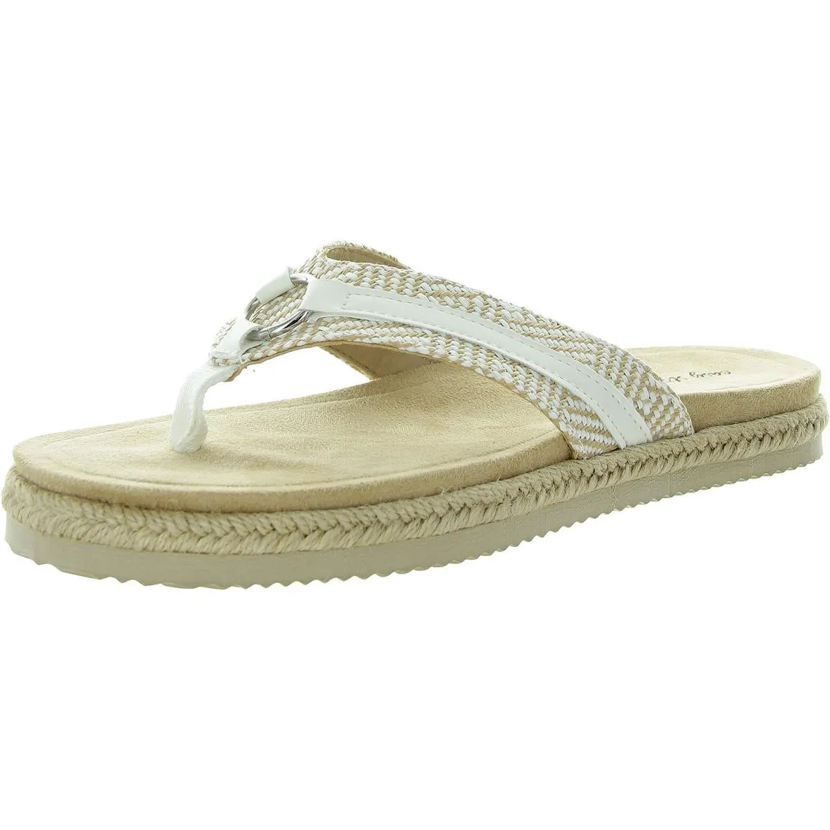 Starling Womens Woven Faux Leather Slide Sandals