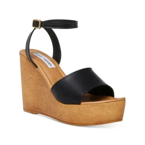 Steve Madden Welsh Sandal Women's US 10 Black Ankle Strap Wedge Heel KHD600