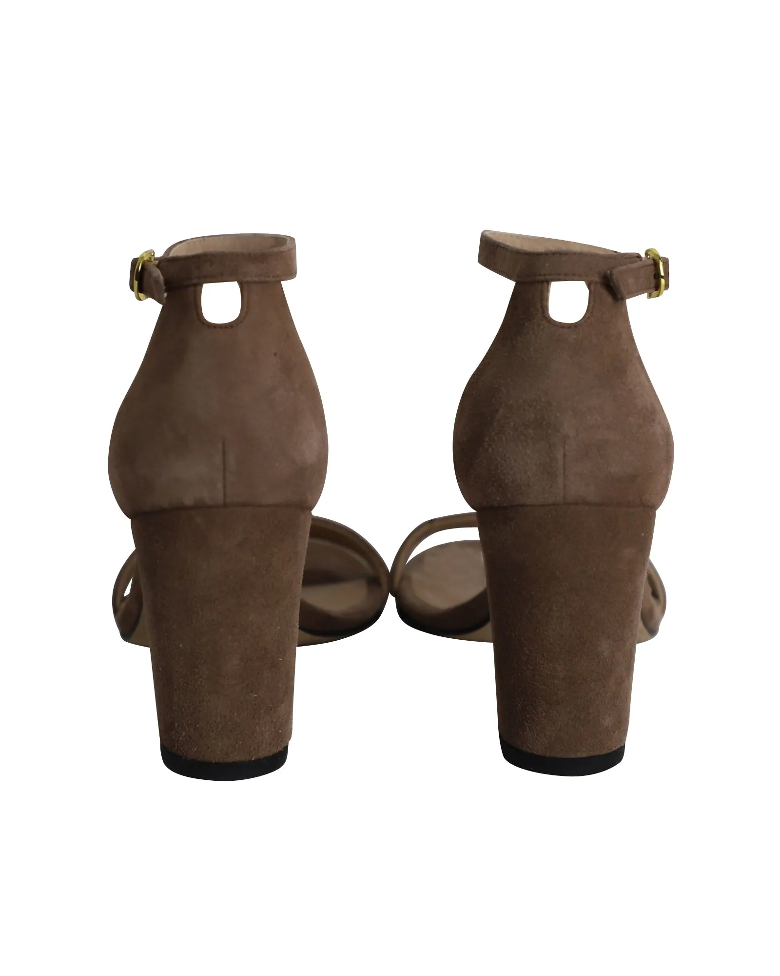 Stuart Weitzman Minimalist High Heel Sandals in Brown Suede