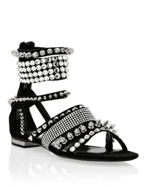 Suede Sandals Flat Studs