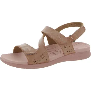 Tala Asym Womens Faux Leather Cut-Out Ankle Strap