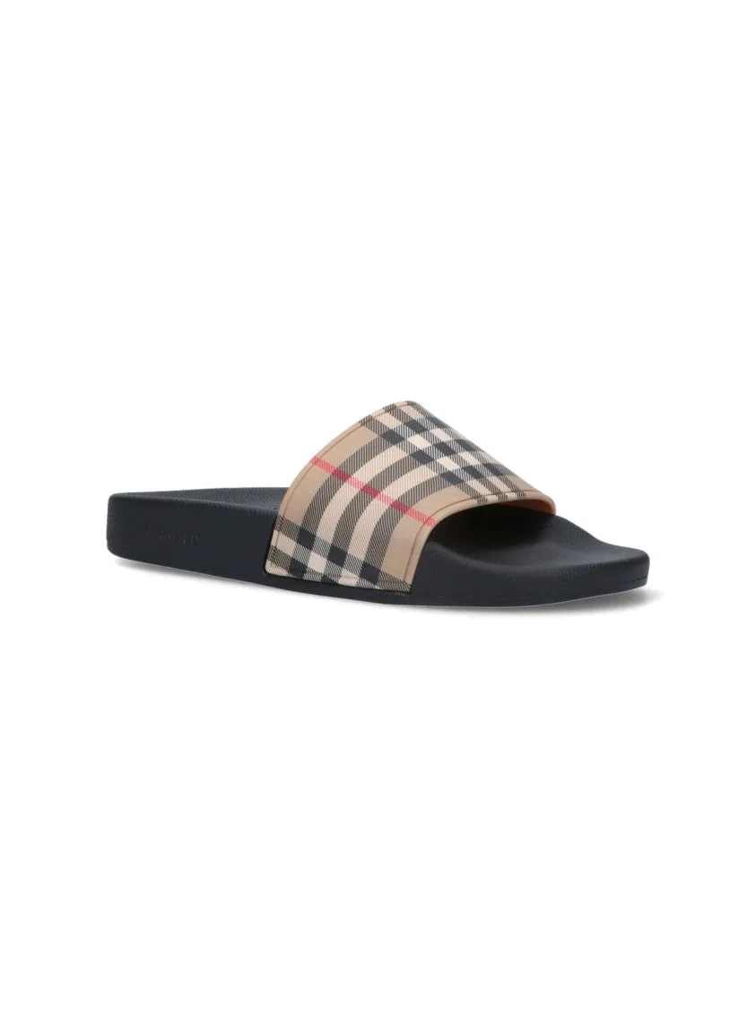 Tartan Pattern' Slides  Black