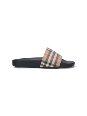 Tartan Pattern' Slides  Black