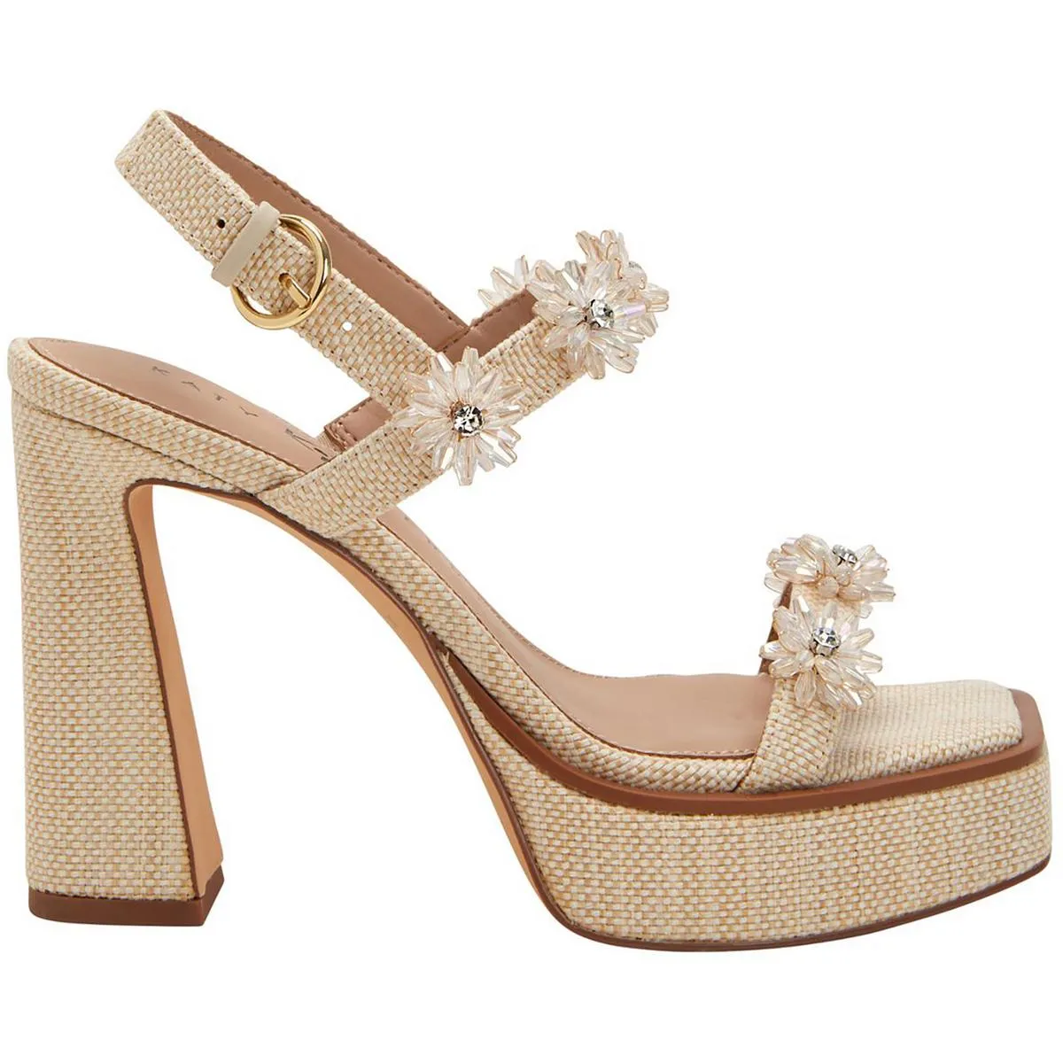 The Steady Flower Sandal Womens Embellished Textured Block Heel