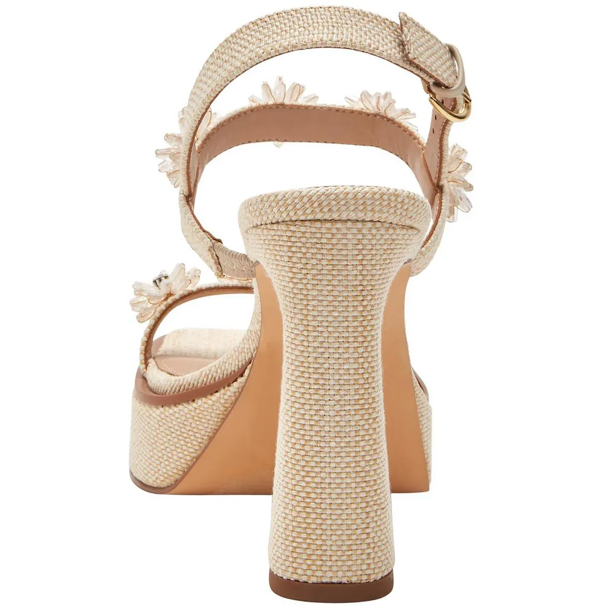 The Steady Flower Sandal Womens Embellished Textured Block Heel