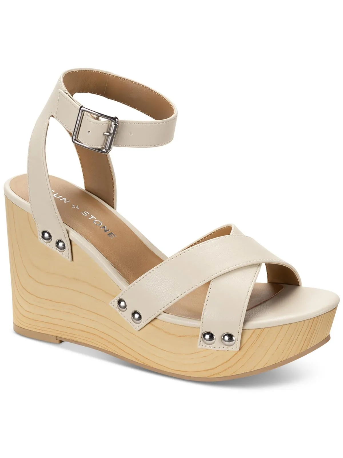 Tiaraa Womens Faux Leather Studded Slingback Sandals