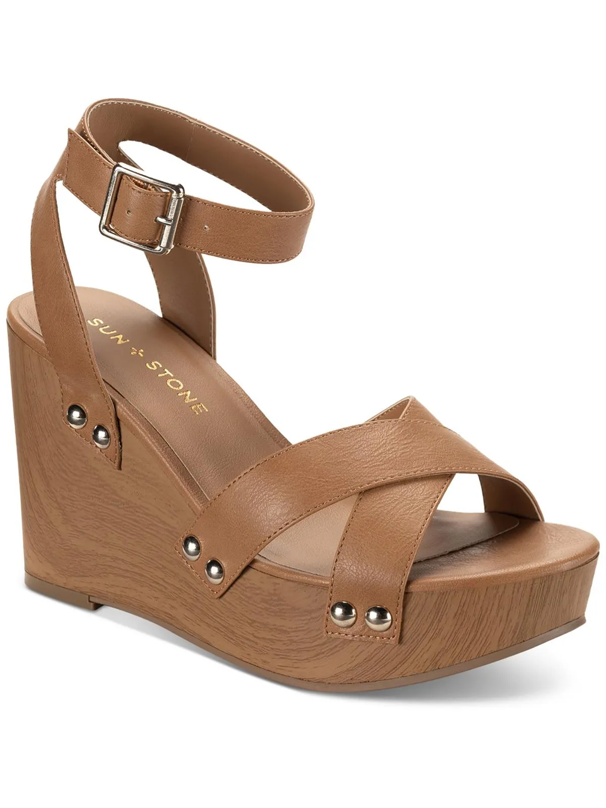 Tiaraa Womens Faux Leather Studded Slingback Sandals