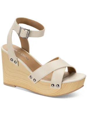 Tiaraa Womens Faux Leather Studded Slingback Sandals