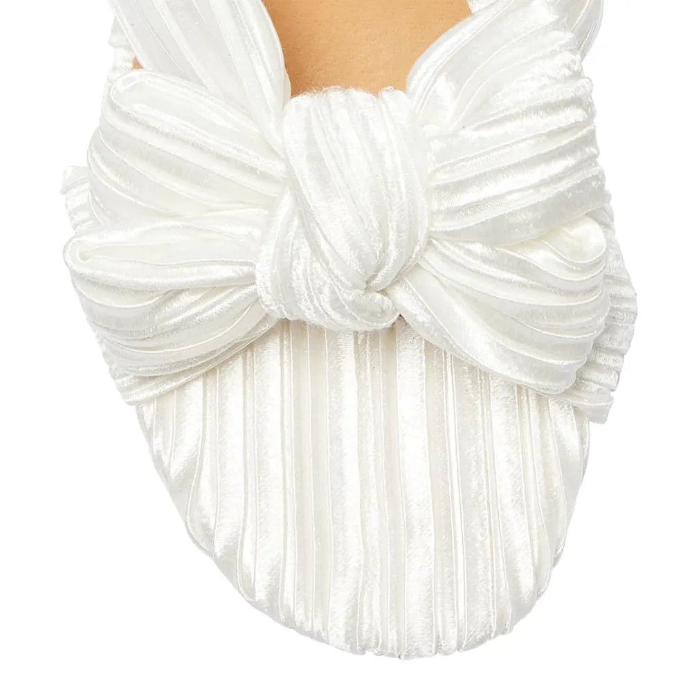 Tiffany Heel in Ivory Pleat