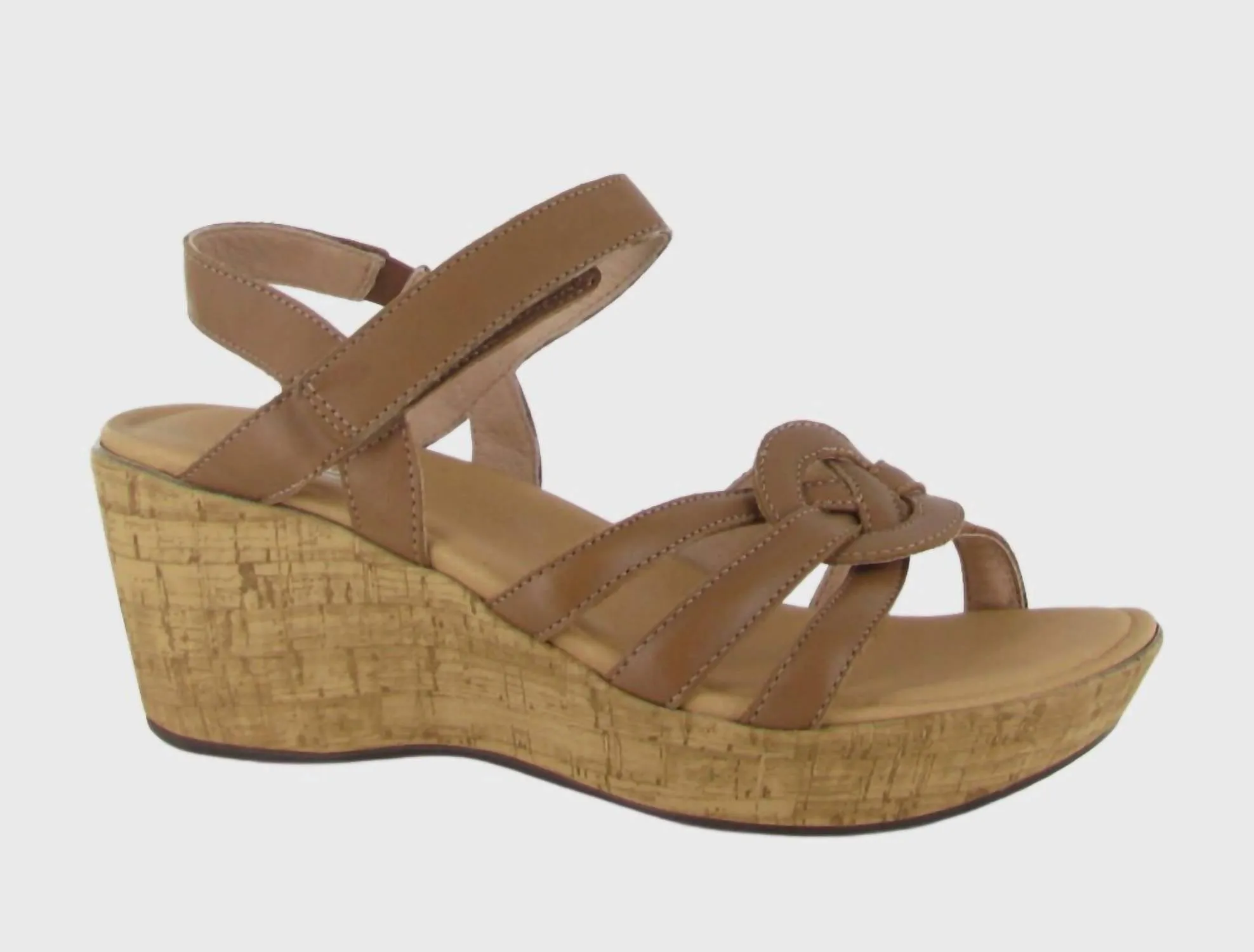 Tropical Wedge Sandal In Caramel Leather