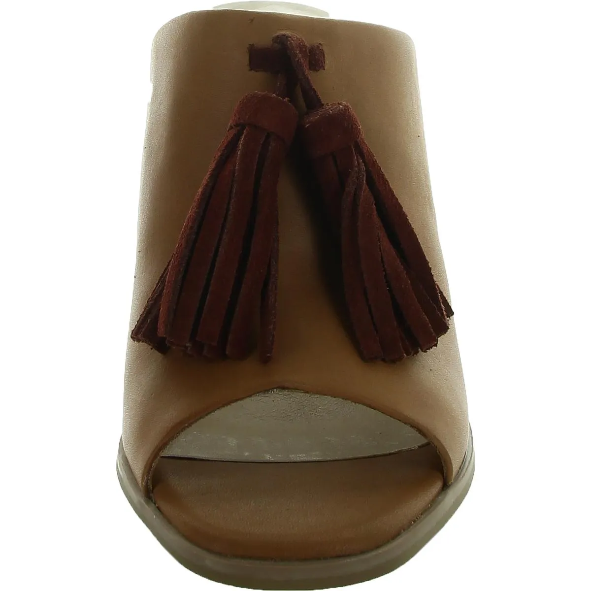 Under The Moon Womens Tassel Leather Block Heel