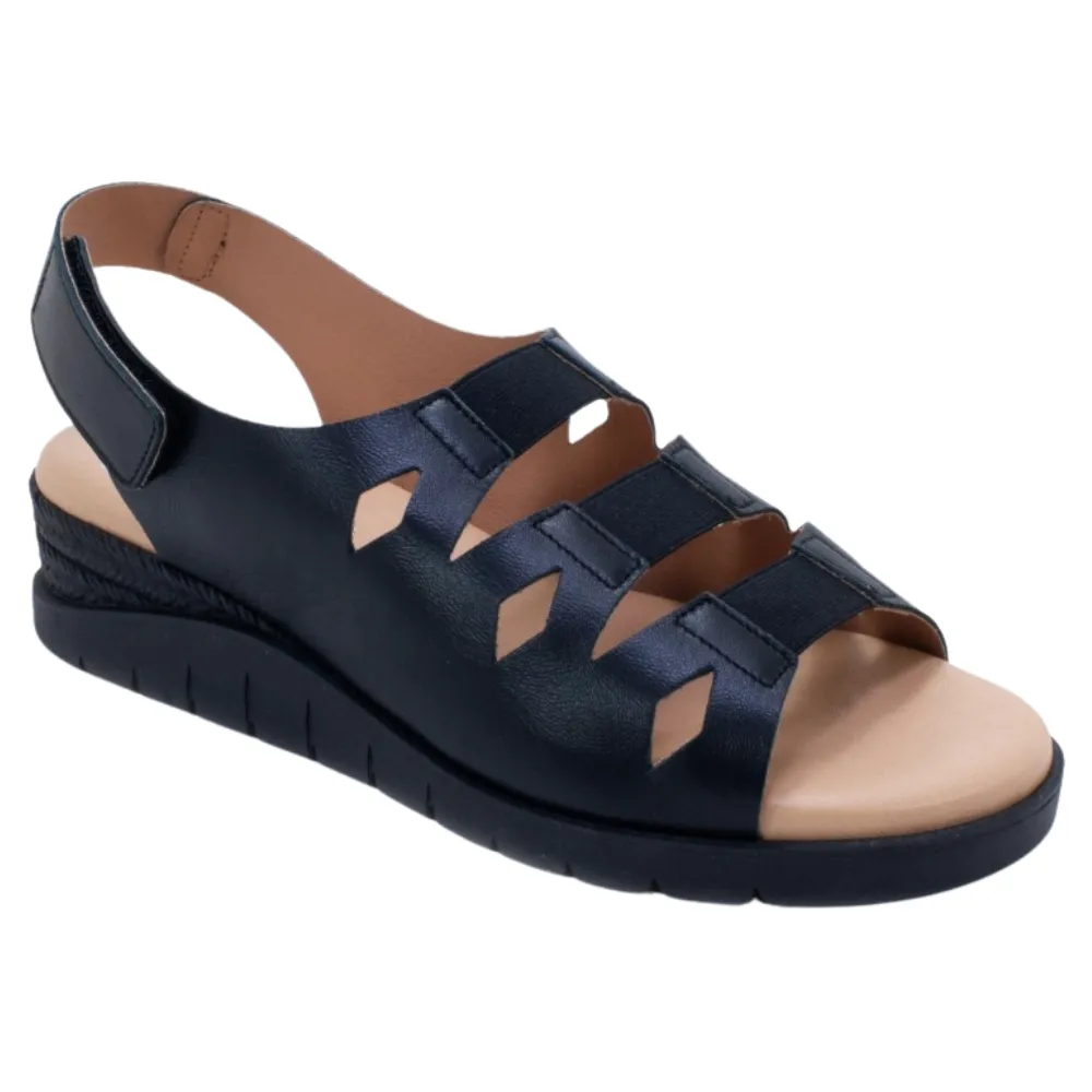 Valeria's Cecily Black Soft Leather Sandal (Women's)