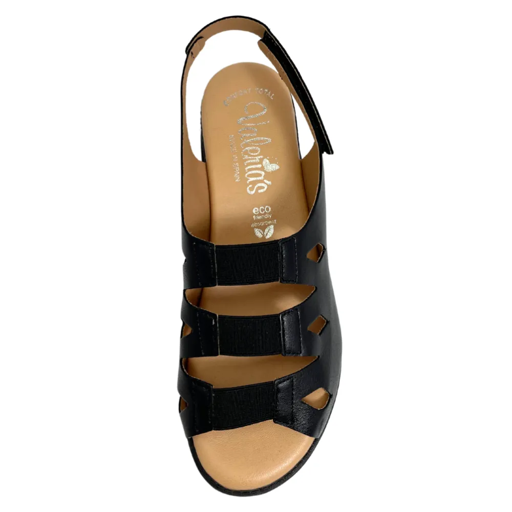 Valeria's Cecily Black Soft Leather Sandal (Women's)