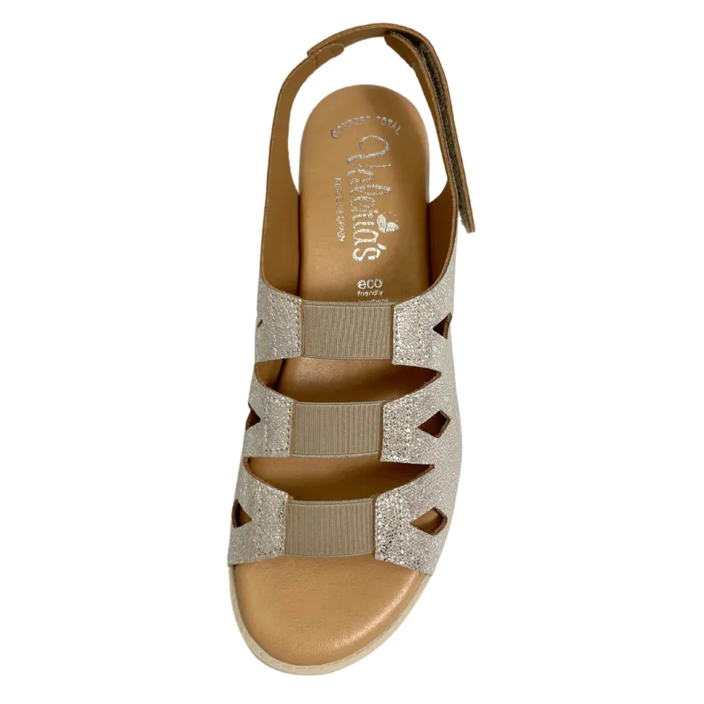 Valeria's Cecily Canvas Beige Soft Leather Sandal (Women's)