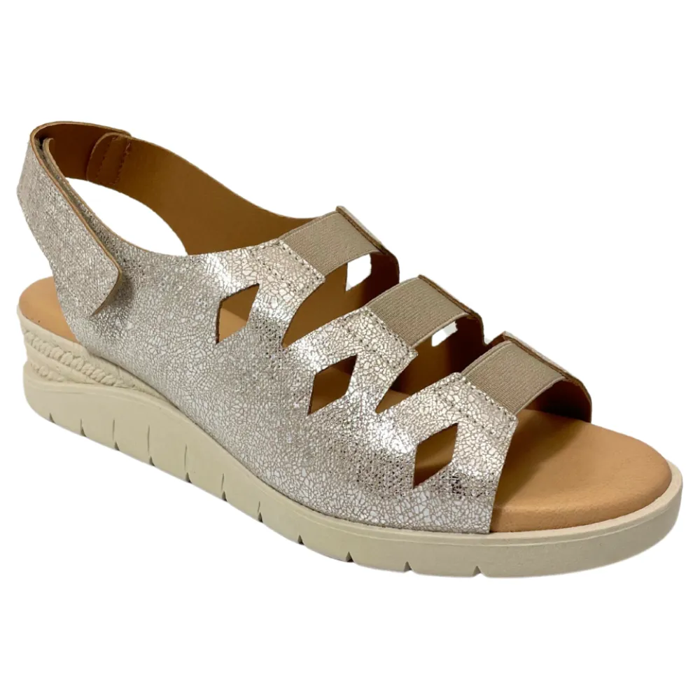 Valeria's Cecily Canvas Beige Soft Leather Sandal (Women's)