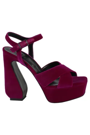 Velvet Cyclamen Ankle Strap Sandals