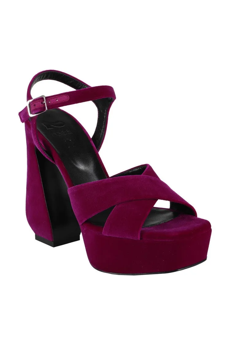 Velvet Cyclamen Ankle Strap Sandals