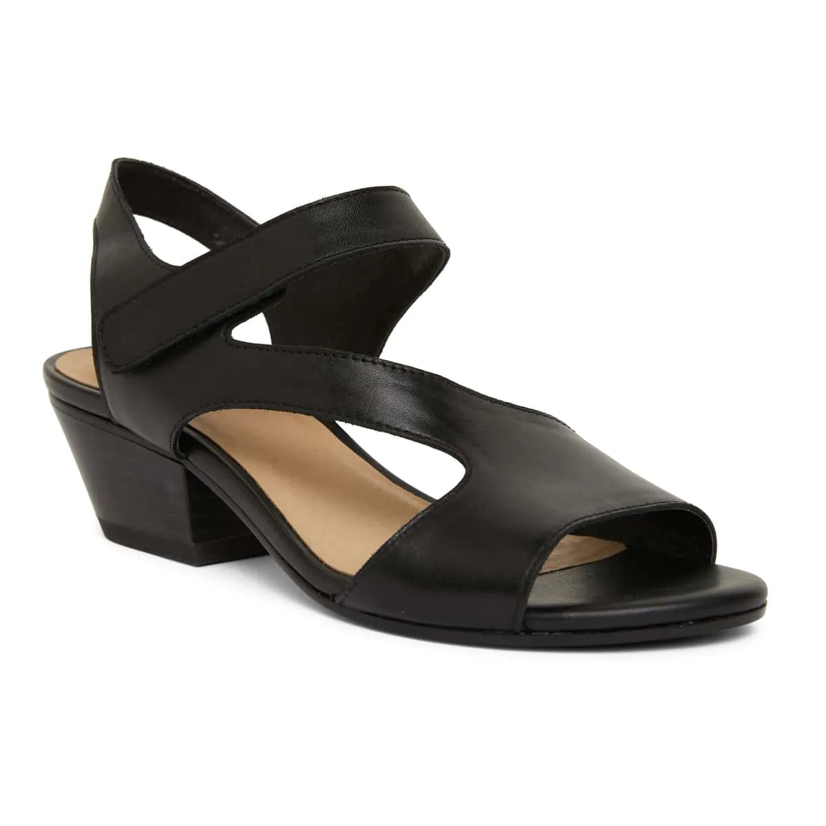 Venice Heel in Black Leather