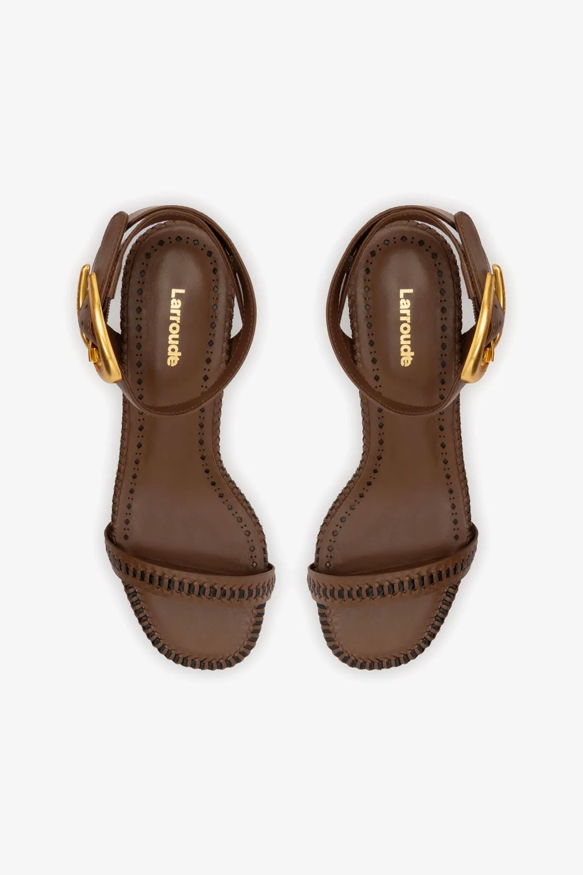 Verona Block Sandal In Burnt Umber Leather