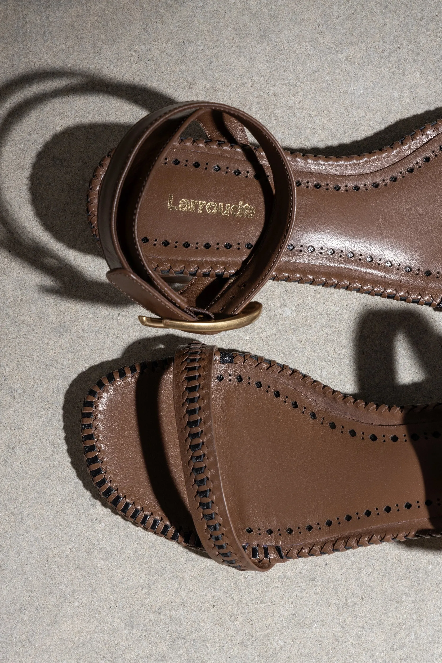 Verona Block Sandal In Burnt Umber Leather