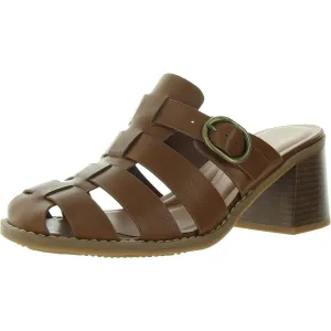 Whitnie Womens Woven Faux Leather Block Heel