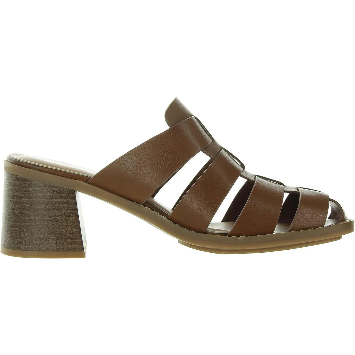 Whitnie Womens Woven Faux Leather Block Heel