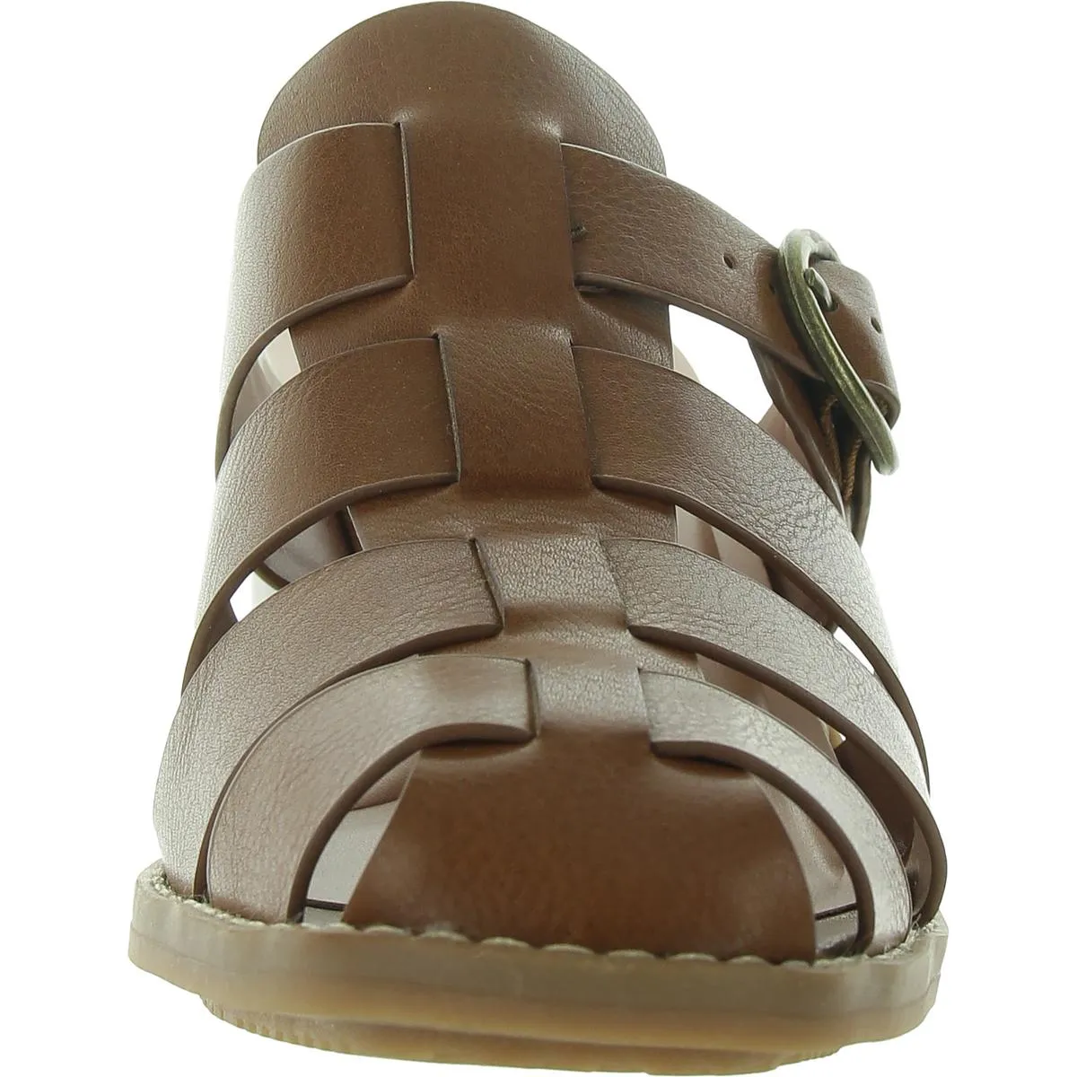 Whitnie Womens Woven Faux Leather Block Heel