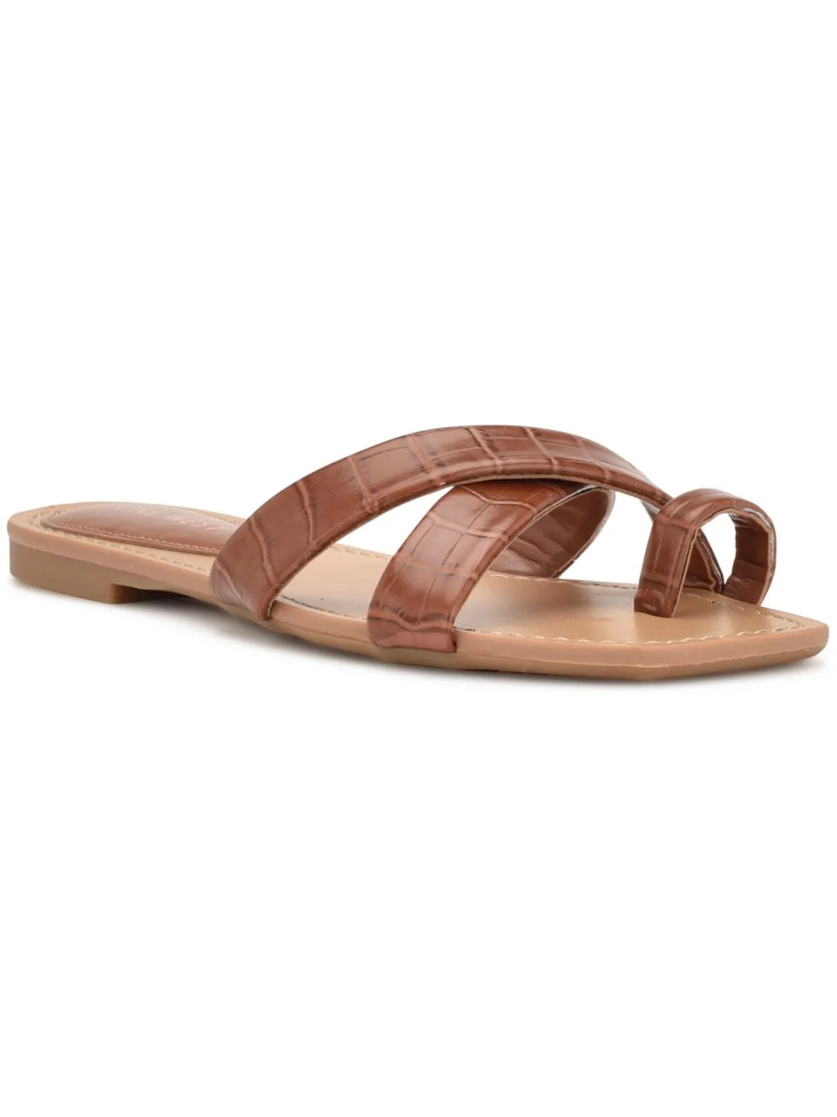 WNDOTTY3 Womens Faux Leather Slip On Strappy Sandals
