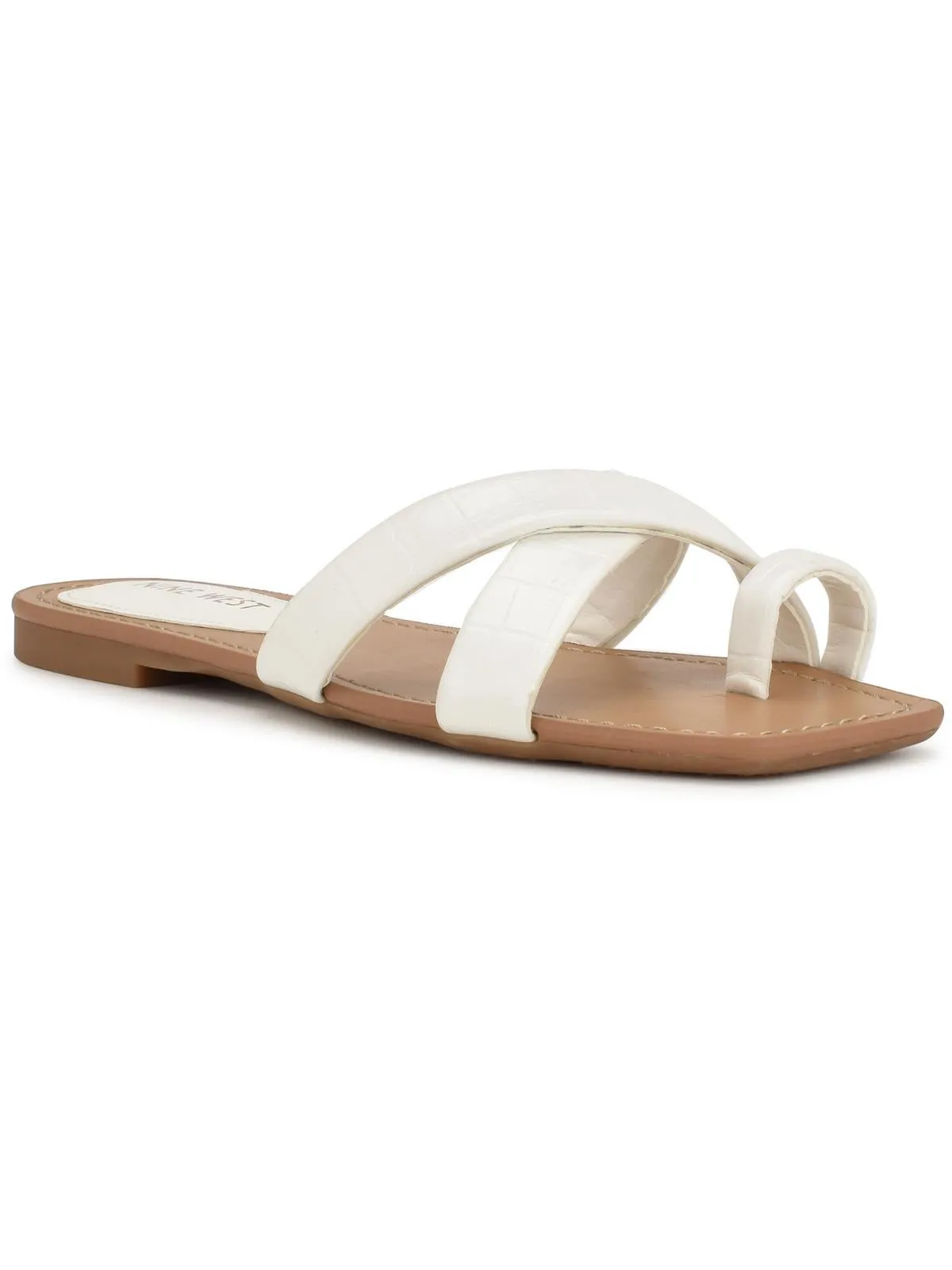 WNDOTTY3 Womens Faux Leather Slip On Strappy Sandals