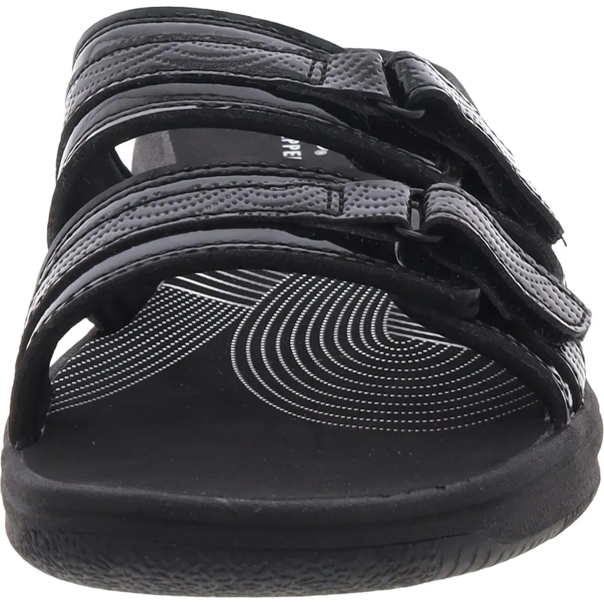 Womens Adjustable Patent Slide Sandals