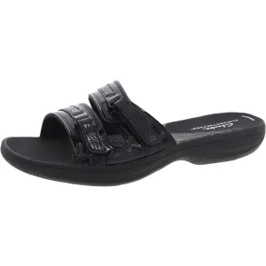 Womens Adjustable Patent Slide Sandals