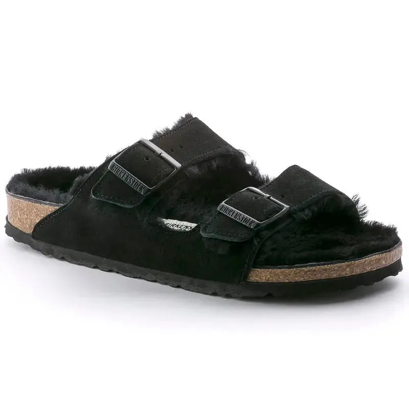 Womens Birkenstock Arizona Shearling  Cozy Suede Sandal with Plush Lining