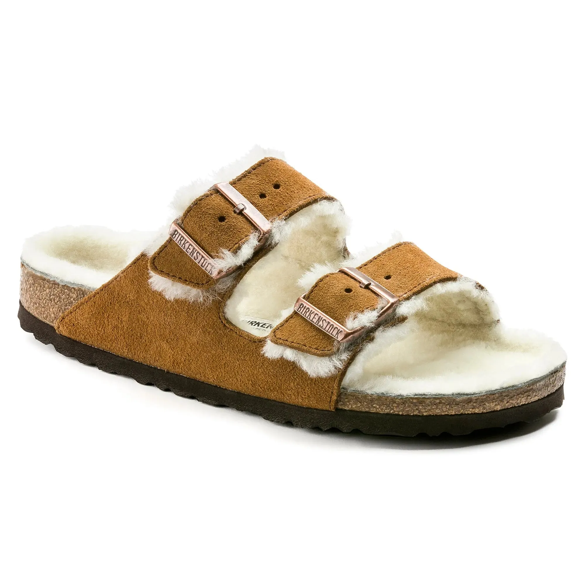 Womens Birkenstock Arizona Shearling  Cozy Suede Sandal with Plush Lining