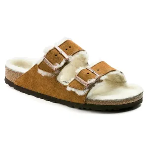 Womens Birkenstock Arizona Shearling  Cozy Suede Sandal with Plush Lining