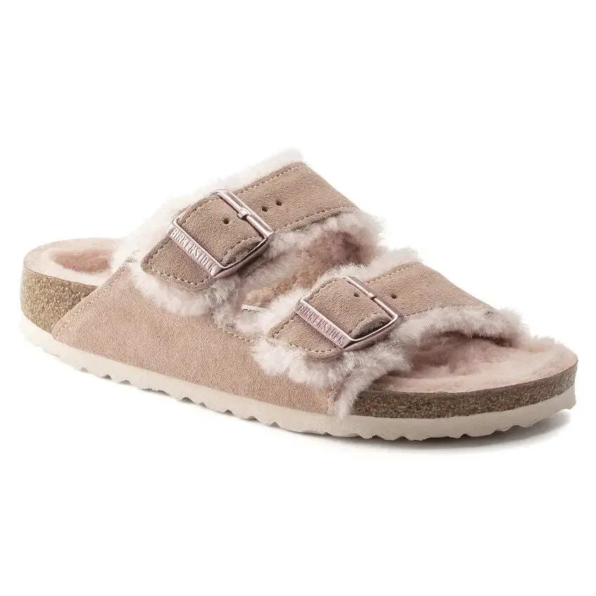 Womens Birkenstock Arizona Shearling  Cozy Suede Sandal with Plush Lining