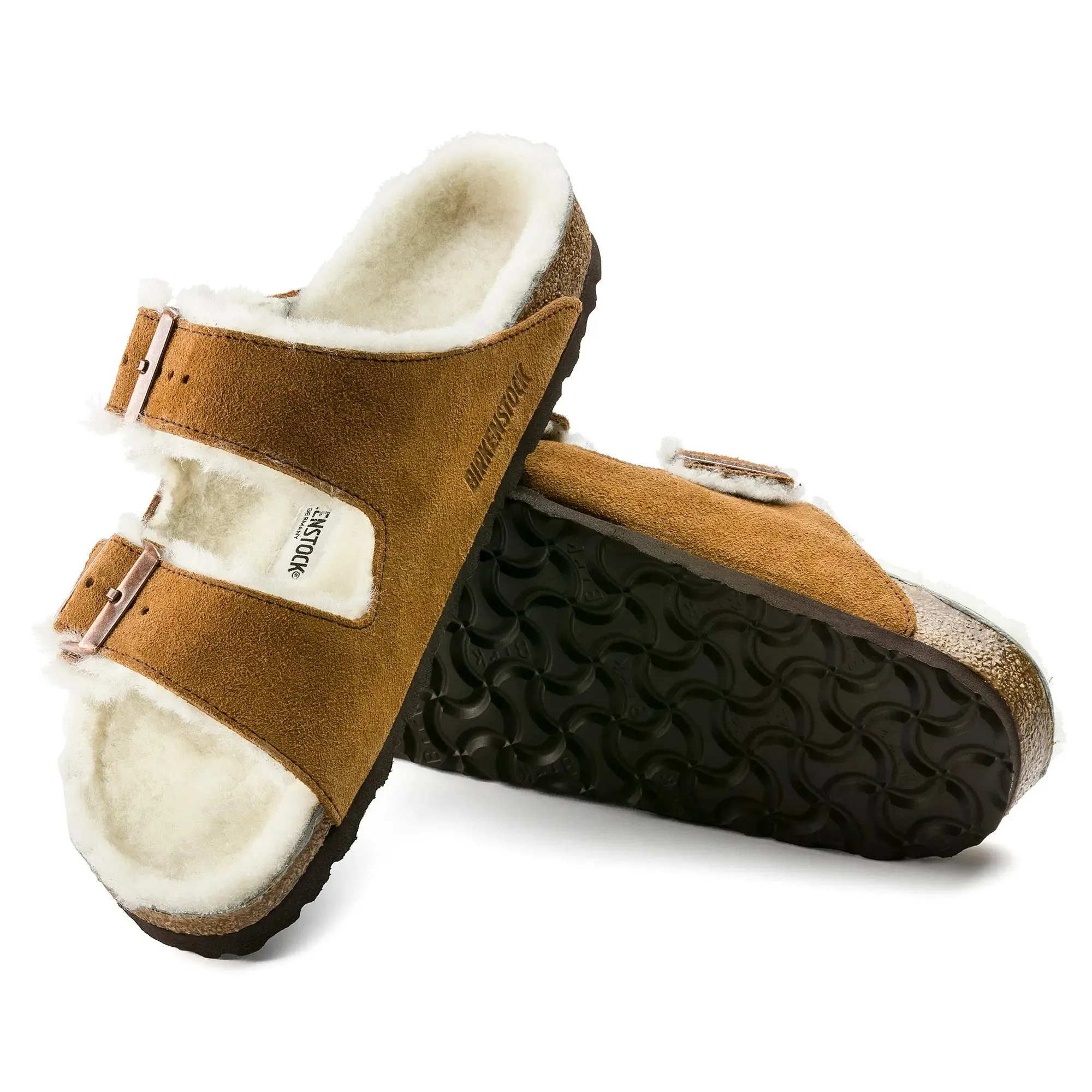 Womens Birkenstock Arizona Shearling  Cozy Suede Sandal with Plush Lining