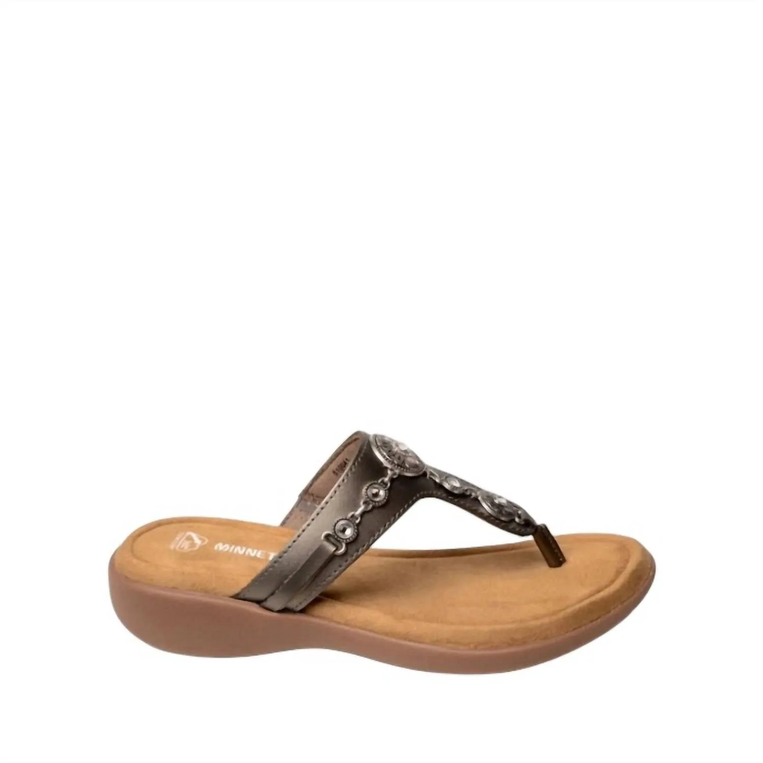 Women's Brecca Shimmery Toe Post Sandal In Pewter