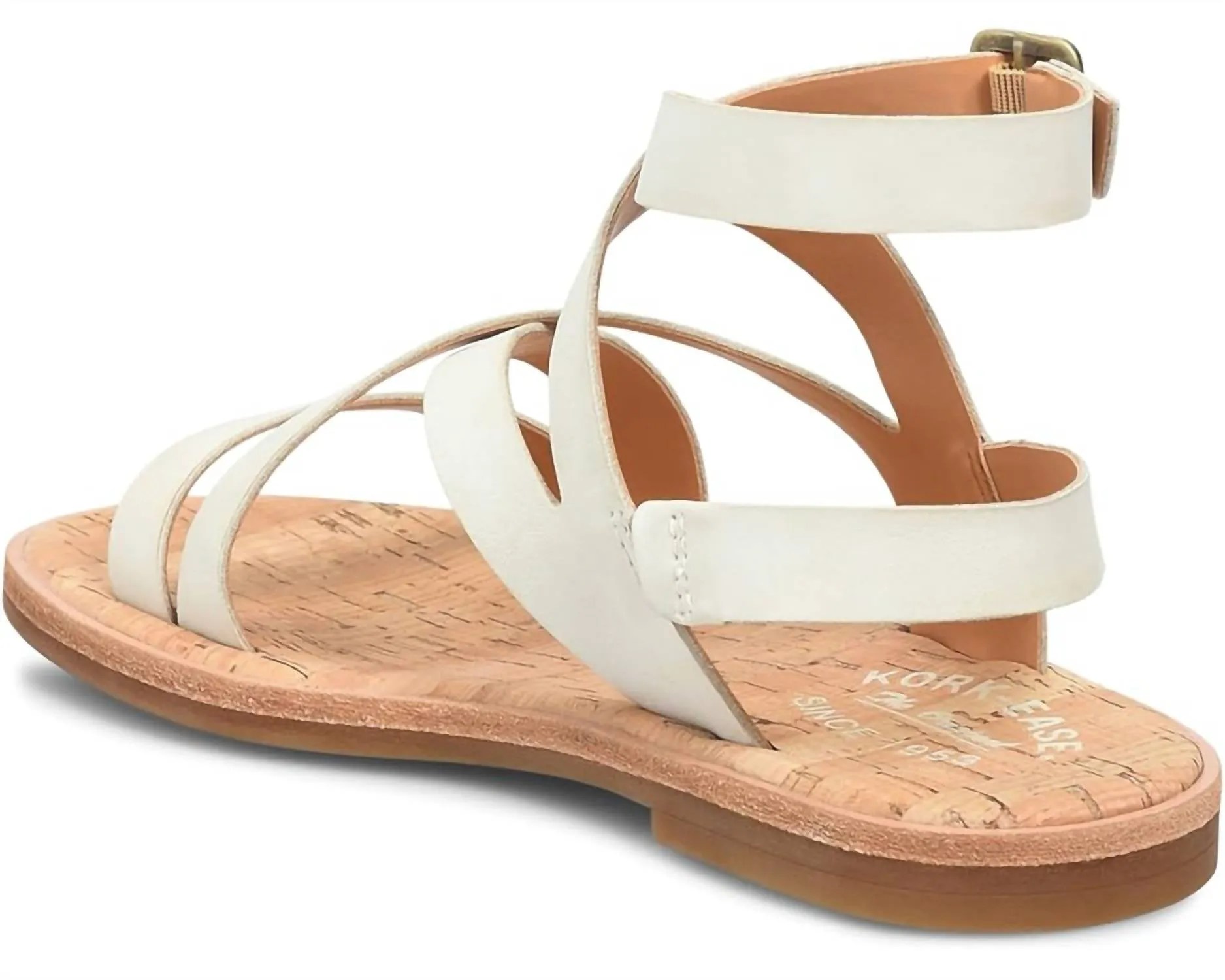 Women's Bryleigh Flat Sandal In Cream Leather