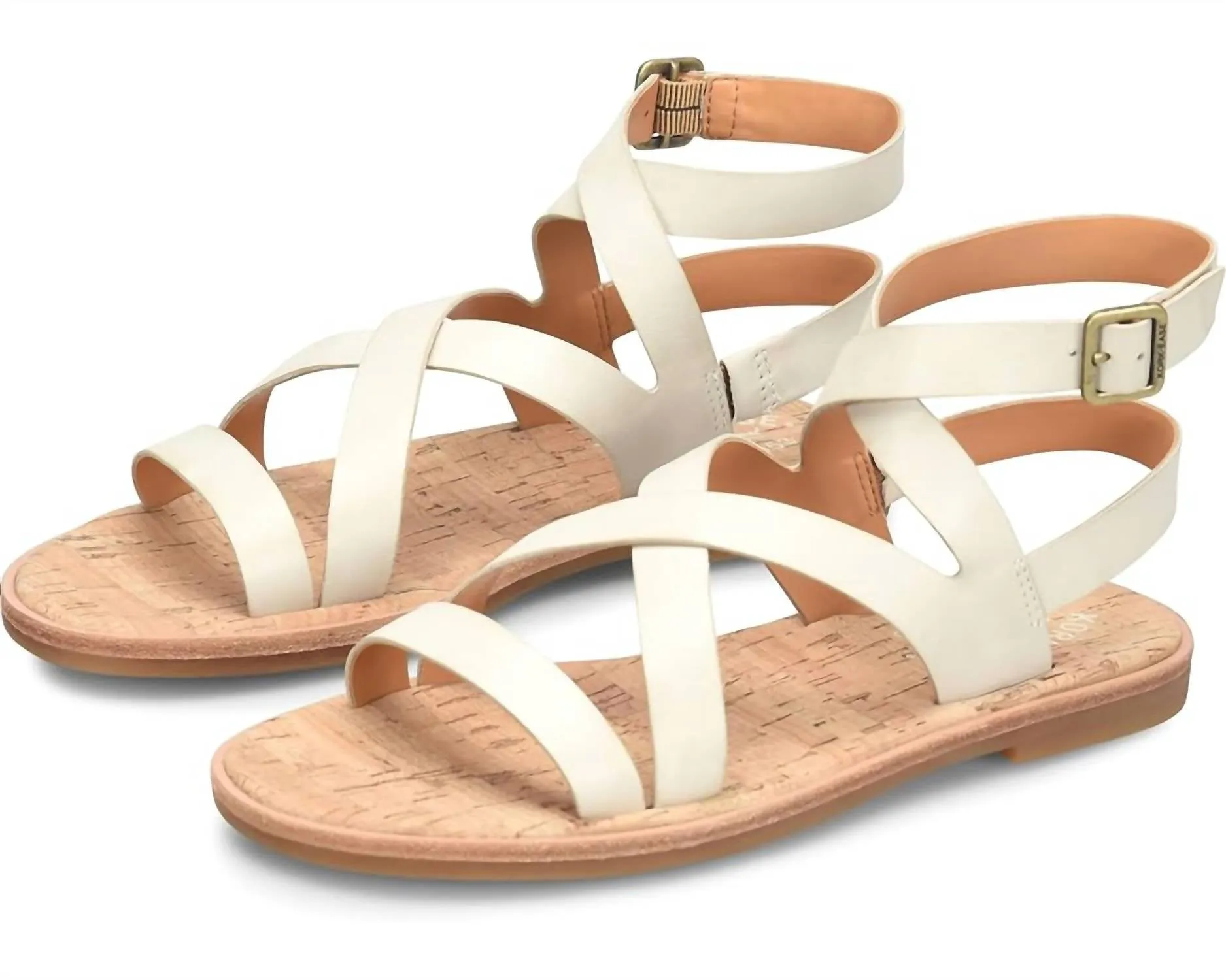 Women's Bryleigh Flat Sandal In Cream Leather