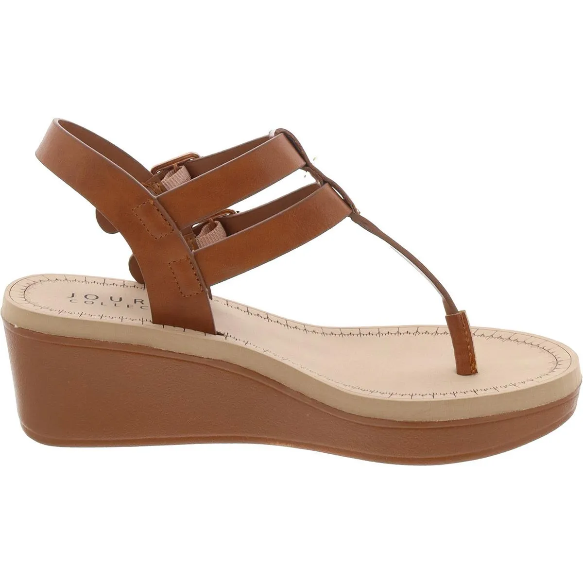 Womens Buckle Wedges Thong Sandals