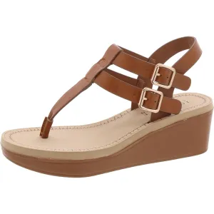 Womens Buckle Wedges Thong Sandals