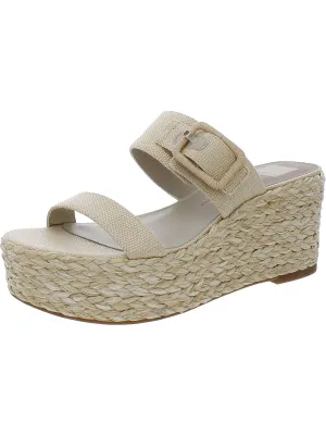 Womens Buckle Woven Mule Sandals