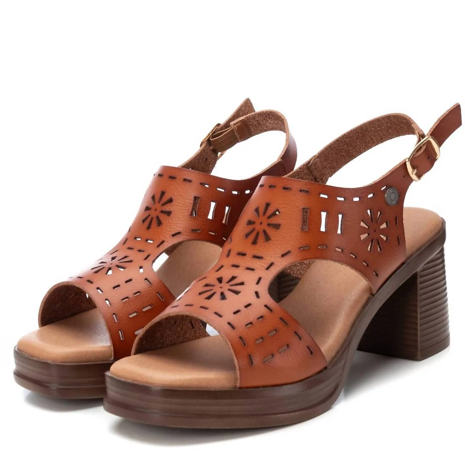 Women's Casual Heeled Sandals In Camel
