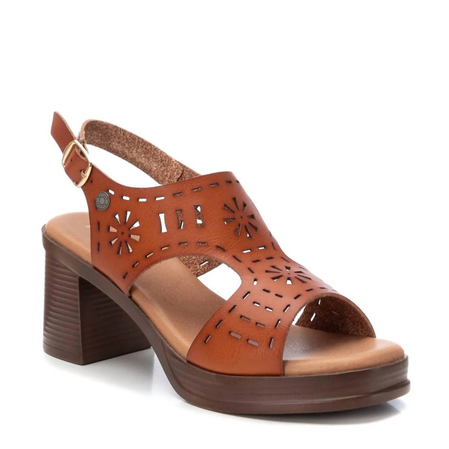 Women's Casual Heeled Sandals In Camel