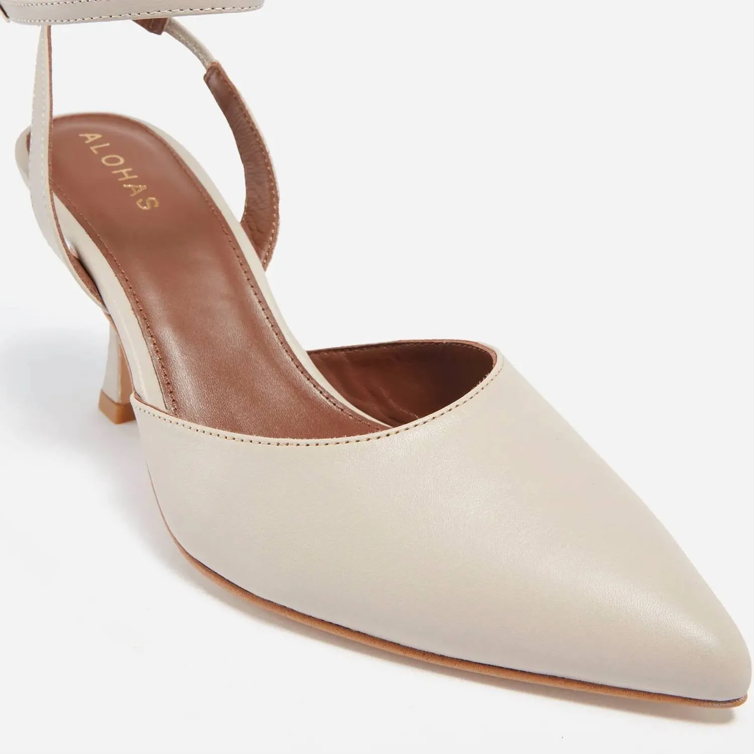 Women's Cinderella Leather Heeled Pumps In Stone Grey