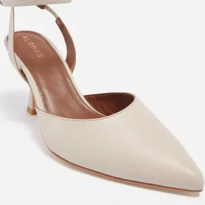 Women's Cinderella Leather Heeled Pumps In Stone Grey